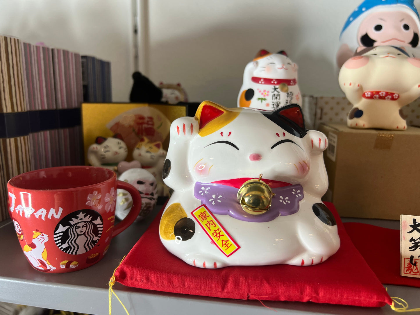 东京浅草寺御守 招财猫 (家内安全+商賣繁栄)M码(旁边的杯子89ml)