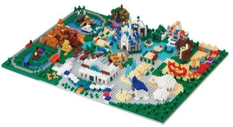 日本KAWADA河田積木 nano block 迷你积木 东京迪斯尼乐园全景拼图 限定版